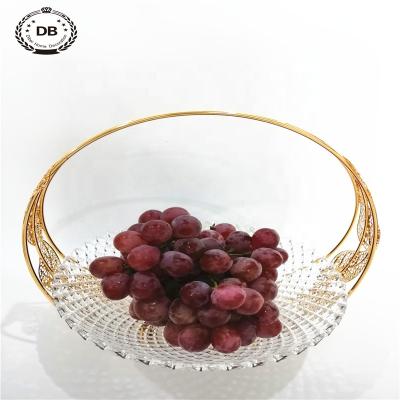 China Durable Wedding Acrylic Clear Fruit Dish Metal and Candy Bowl Chocolate Cake Tray for Ramadan Decorations Muslim for sale