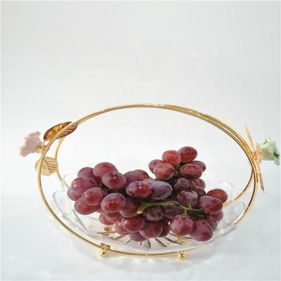 China OEM Ramadan Decorations Muslim Arabic Fruit Rolls Acrylic Tray Golden Plastic Chocolate Cake Candy Bowl for sale