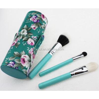 China Angular Blush BL-LQ B8 3pcs/set Makeup Cosmetic Set Brush With Blue Flower Stand Cup for sale