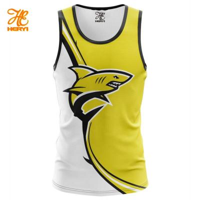 China QUICK DRY Custom Logo Men Gym Sport Polyester Tank Top Travel Sleeveless Outdoor Men Invest Running Singlet for sale