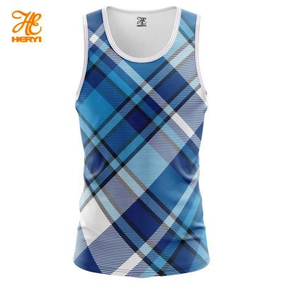 China New Arrival QUICK DRY Polyester High Quality 100% Fake Bleached Sublimation Tank Tops Beach Sublimation Mens Sublimation Top Tank Top for sale