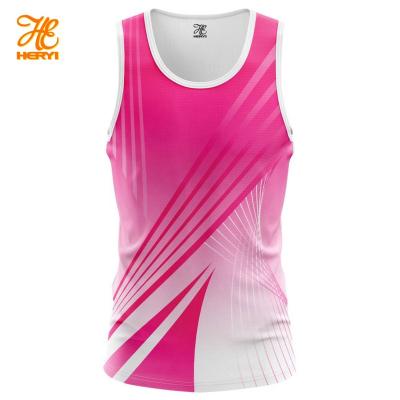 China QUICK DRY Summer Men's Fashion Sports Fitness Marathon Vest 100%Polyester Sublimation Gym Tank Top Running Custom Logo for sale