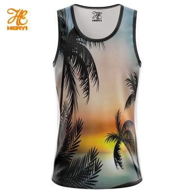 China QUICK DRY Custom Lightweight Sublimation Printing Fitness Tank Top Mesh Fabric Quick Dry Training Singlet For Men for sale