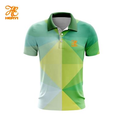 China Hot Selling Anti-wrinkle Dye Sublimation Green Polo Kids Oversized Logo Printed Golf Polo Shirt T-shirt Custom Made Sublimated Polo For Men for sale