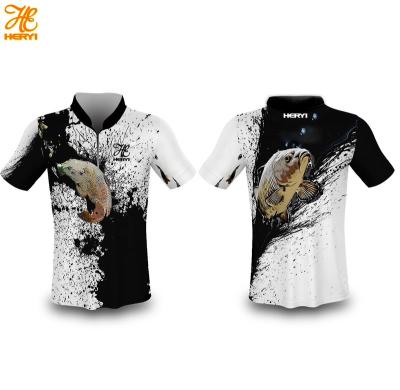 China Antibacterial Custom Print Sublimation Tournament Youth 1/4 Zipper Fishing Tank Tops Oversized Short Sleeve Fishing T-shirt Tank Top UV Protection for sale