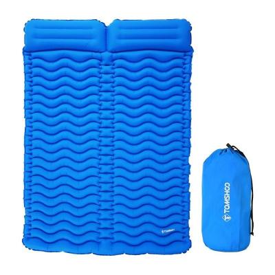 China TOMSHOO 2 Person 40D Ripstop Portable Wholesale Nylon Fabric Inflatable Insulated Camping Mat With Pillow for sale