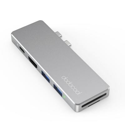 China Aluminum Alloy New Arrival Dodocool Mico SD Card Slot 7-in-2 Dual USB C USB 3.0 Hub for sale