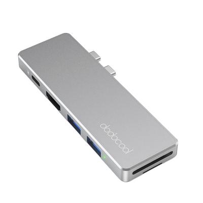 China New Style Aluminum Alloy Dodocool Mico SD Card Slot 7-in-2 Dual USB C USB 3.0 Hub for sale