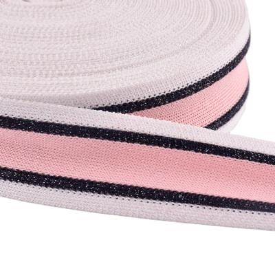 China New Design 65% Rayon 35% Elastic Nylon Rib Webbing Jacquard Web Elastic Wholesale For Fashion Clothes for sale