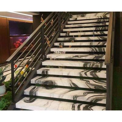 China Modern Chinese Cheap Price Stone Panda White Marble Stairs Step Design Natural Marble For Staircase for sale