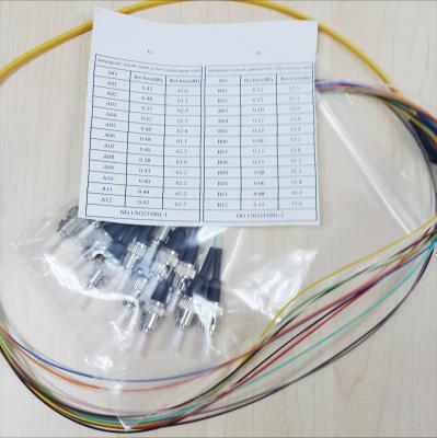 China FTTB 1 Meter Single Mode G657A1 12 Core MPO To Fiber ST Connector Fanout Patch Cord Fiber Optic Jumper for sale