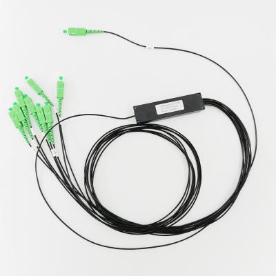 China FTTH 1*8 PLC Splitter with SC/APC Connector G657A1 Cable 1260nm to 1650nm Fiber Optic Splitter for sale