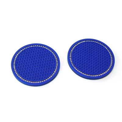 China Imitation Bling Glossy Stocked Diamond Decoration Car Coaster Cup Mat for sale