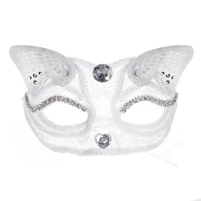 China Eco-Friendly Halloween Decoration Cosplay Stage Performance Props Lace Up Sexy Cat Face Mask for sale