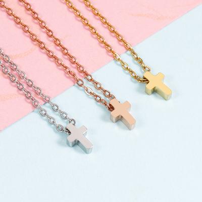 China TRENDY Hot Selling Fashion Stainless Steel Simple Cross Necklace Religious Personality Hot Selling Pendant Necklace for sale