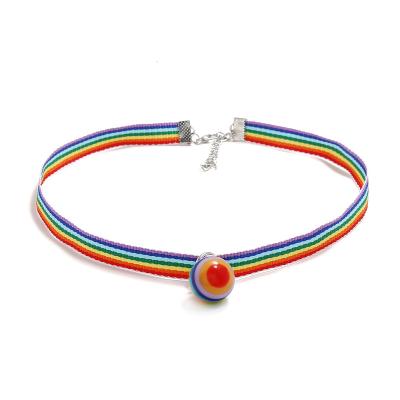 China Fashionable colorful simple personality choker rainbow rainbow pendant necklace for sale