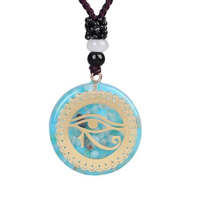 China New Geometric Amazon Eye of Ogan Stone TRENDY Energy Pendant Necklace of Horus Rune Resin Necklace for sale