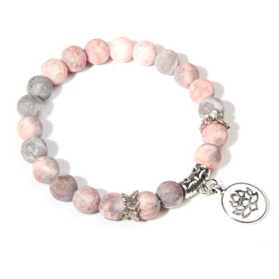 China Hot Mockups FASHIONABLE Pink Lotus Stone Amazon Pendant Gemstone Beads Bangle Jewelry Wholesale Bracelets for sale