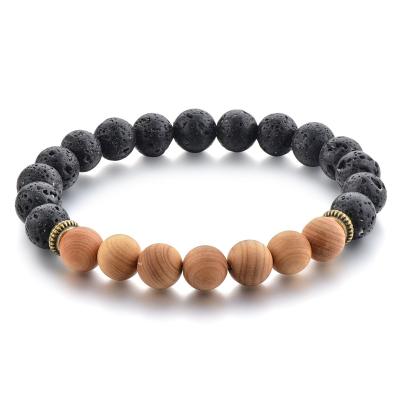 China Lava Rock Essential Oil Wooden Beads Bracelet Natural Wooden Beads Bracelet 8mm Cheap ON TREND for sale