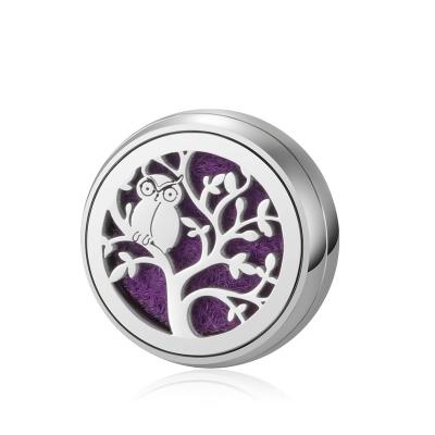 China Customizable Color Styles 12mm Cute Tree Shape Stainless Steel Aromatherapy Essential Oil Diffuser Pin Brooches Jewelry Gift for sale