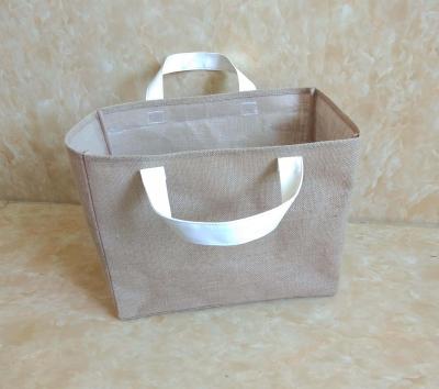 China Eco - Friendly Jute Shopping Bag Tote Bags Jute Tote Bag With PU Handles for sale