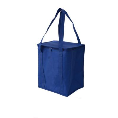 China Custom Food Promotion Logo Soft Blue Foldable Lunch Cooler Bag For Food for sale