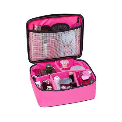 China Customized Multifunction Makeup Storage Travel Pouch Women Cosmetic Organizer Bag With Adjustable Dividers for sale