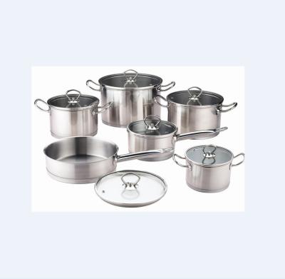 China Sustainable 12pcs Stainless Steel Cookware Pot Set for sale