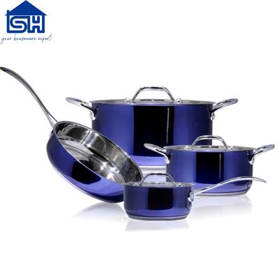 China 7 Pcs Stainless Steel Cookware Set Sustainable Heat Resistance Paint Cooking Pot for sale