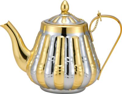 China Wholesale Metal Arabian Flavor - Item Silver And Gold Paint Stainless Steel Teapot for sale