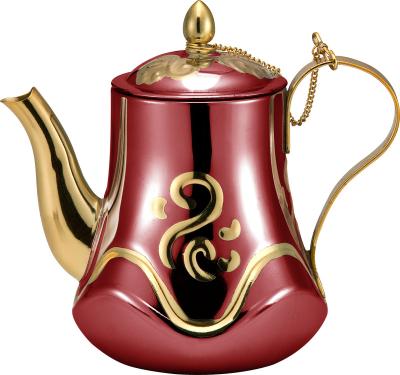 China Luxury Metal Arabic Gold Plated Stainless Steel Teapot Tea Set Tea Kettle for sale