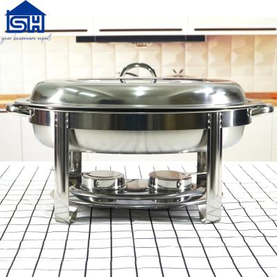 China China Supplier Stocked Cheap Economic Oval Stainless Steel Chafing Dish Food Warmer for sale