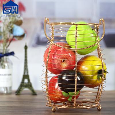 China Fruit Basket Sustainable Home Gold Champagne Decorative Basket for sale