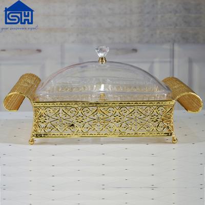 China Gold Arabic Sugar Box Flat Iron Grid Candy Box for sale