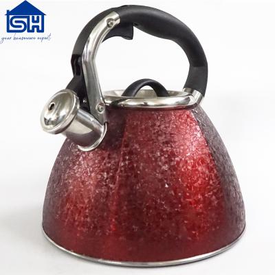 China 2.5L Stainless Steel Whistling Kettle Tea Kettle Sustainable Water Red Painting Kettle for sale