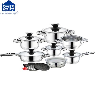 China Sustainable Stainless Steel Wide Edge Pot Cookware Sets Jiangmen for sale