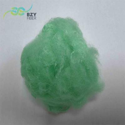 China Lightweight Green Dope Dyed Colored Polyester Fiber Nontoxic Fill For Padding for sale