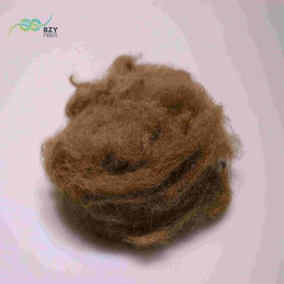 China A Grade Regenerated 65mm Dope Dyed Brown Recycled Polyester Fibre For Padding for sale