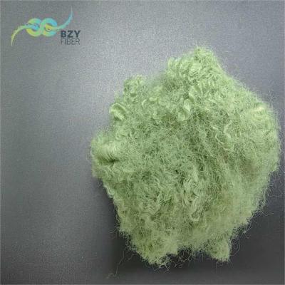 China Colored Polyester Fiber 15D Siliconized Green Polyester Staple Fiber For Quilt for sale