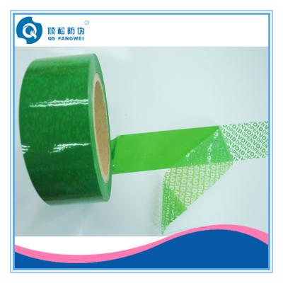 China Green Tamper Evident Tape , Custom Printed Plastic Warranty Void Tape for sale