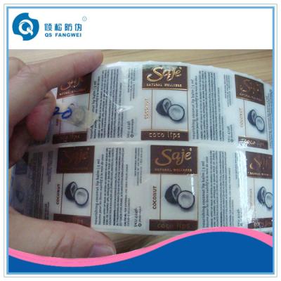 China Self Adhesive Plastic Labels For Makeup / Cosmetic Transparent Sticker With Copper Stamping Foil for sale