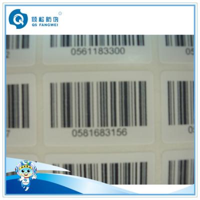 China Anti-theft Serial Number Self Adhesive White Price Barcode Label For Marker , Shop , Mall for sale