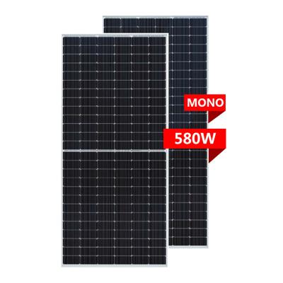 China Solar power system power china solar panel price 580w 60w 156 cells main current half cut 182mm perc 10BB n-type photovoltaic solar panels for sale