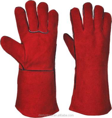 China Big Hand Protection Red Leather Welders Welding Work Gloves for sale