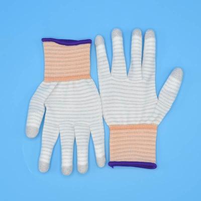 China PU Top and Palm Coated CE Certificate Carbon Fiber Factory Supply 13 Gauge White Anti-Static PU ESD Gloves for sale