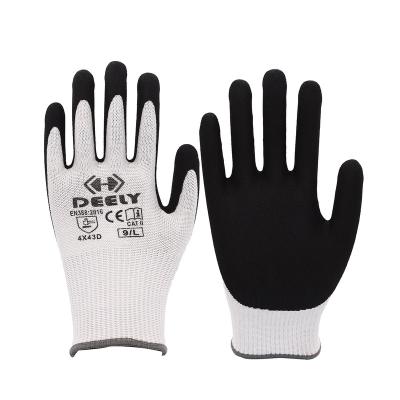 China Anti-impact Black Nylon Polyurethane Palm Fit Coated Safety Hand Work PU Dipped Glove for sale