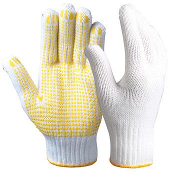 China Direct Wholesale Cheap Cotton Hand Gloves 10G Cotton Gloves Factory Breathable White Glove With PVC Dots For Industrial Work for sale