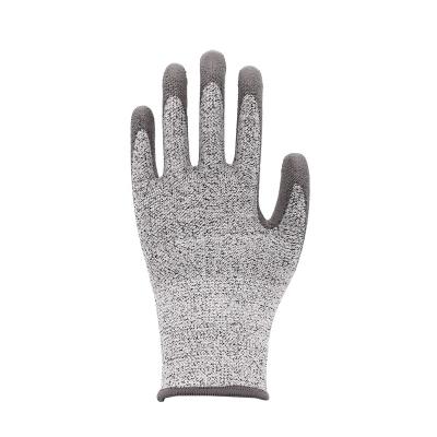 China Industry Gray PU Palm Coated Hppe Fiber Cut-Resistant Glove For Industry for sale