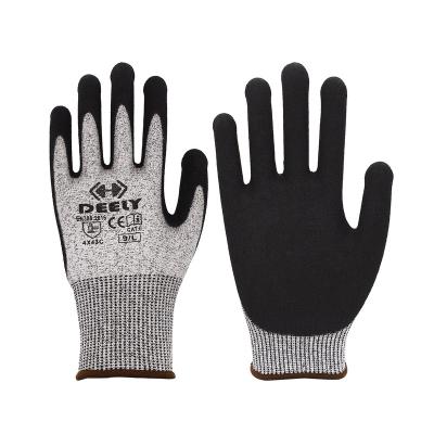 China Factory Supply Breathable NBR Gloves Nitrile Sandy Gloves With Nylon And Spandex Knitted For Heavy Industrial Work for sale