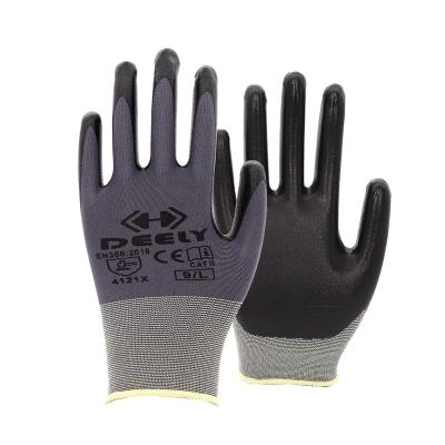 China General Purpose Deely Polyester Knitted Gloves 13 Gauge Nitrile Coated Sandy Finish Gloves for sale